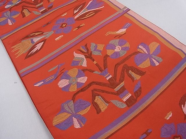 平和屋着物■六通柄 本袋帯 花鳥文 逸品 du1663