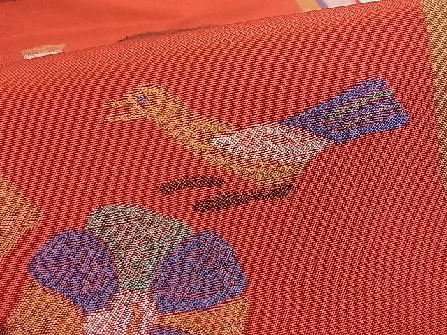 平和屋着物■六通柄 本袋帯 花鳥文 逸品 du1663