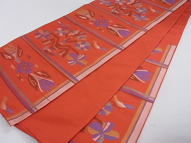 平和屋着物■六通柄 本袋帯 花鳥文 逸品 du1663