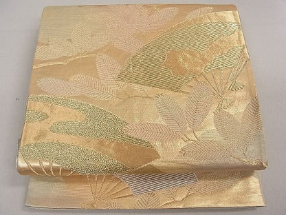 平和屋着物■六通柄袋帯 扇面松葉文 金銀糸 逸品 du1684