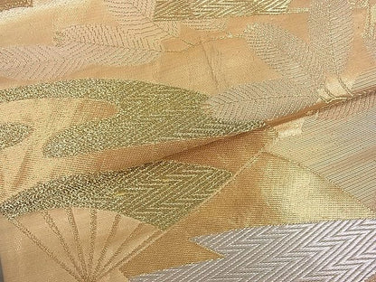 平和屋着物■六通柄袋帯 扇面松葉文 金銀糸 逸品 du1684