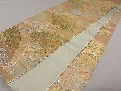 平和屋着物■六通柄袋帯 扇面松葉文 金銀糸 逸品 du1684