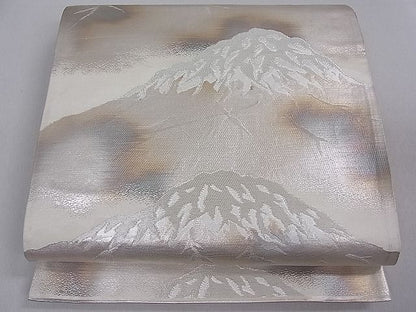平和屋着物■六通柄袋帯 遠山文 銀糸 逸品 du1696