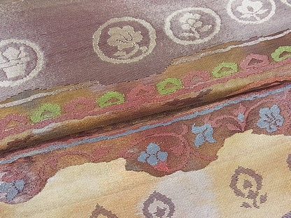 平和屋着物■六通柄袋帯 洋花文 金糸 逸品 du1697