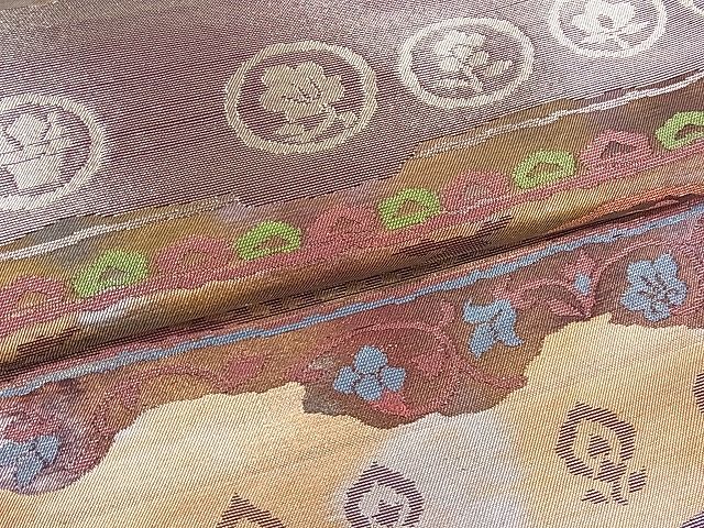 平和屋着物■六通柄袋帯 洋花文 金糸 逸品 du1697