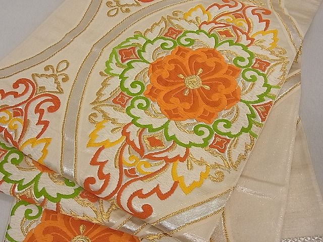 平和屋着物■六通柄袋帯 唐織 正倉院立涌花文 金銀糸 逸品 du1699