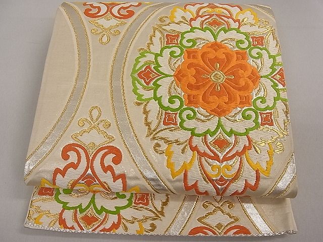 平和屋2■六通柄袋帯　正倉院花唐草文　逸品　fe6990