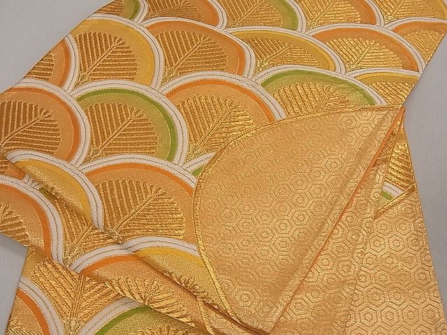 平和屋着物■六通柄袋帯 松葉青海波 金糸 逸品 du1702
