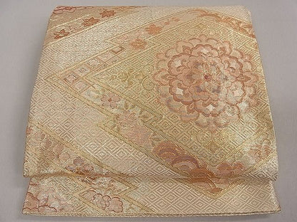 平和屋着物■佐賀錦　六通柄袋帯　松皮菱吉祥花文　金糸　逸品　du1704