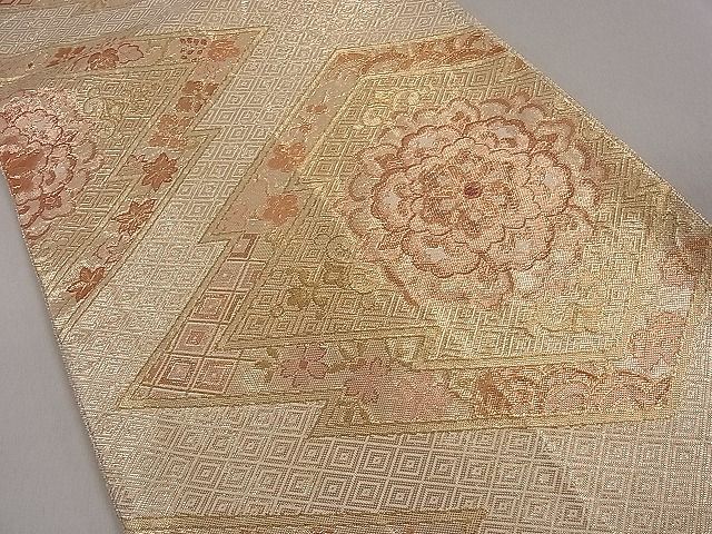 平和屋着物■佐賀錦　六通柄袋帯　松皮菱吉祥花文　金糸　逸品　du1704