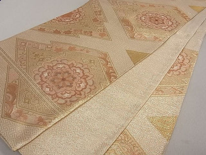 平和屋着物■佐賀錦　六通柄袋帯　松皮菱吉祥花文　金糸　逸品　du1704