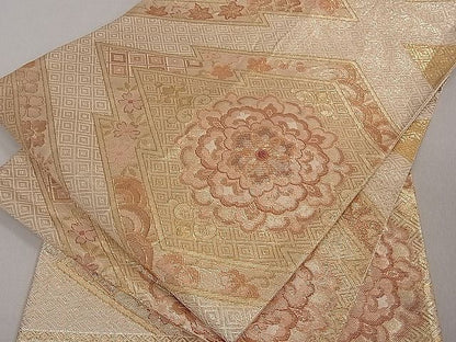 平和屋着物■佐賀錦　六通柄袋帯　松皮菱吉祥花文　金糸　逸品　du1704