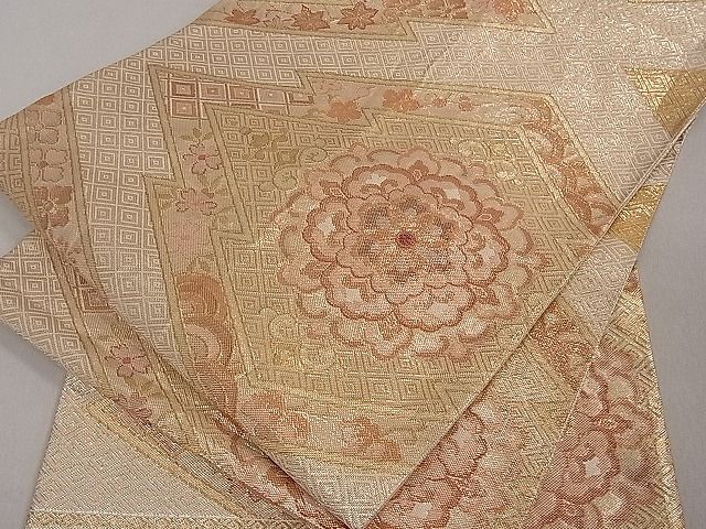 平和屋着物■佐賀錦　六通柄袋帯　松皮菱吉祥花文　金糸　逸品　du1704