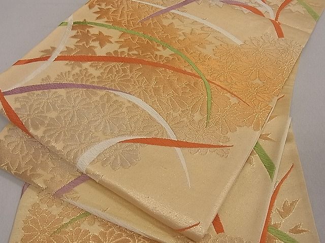 平和屋着物■六通柄袋帯 草花文 金糸 逸品 du1705