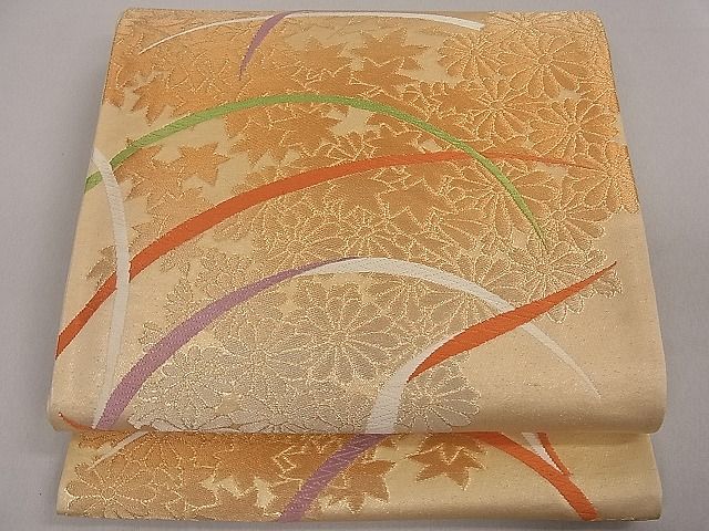 平和屋着物■六通柄袋帯 草花文 金糸 逸品 du1705