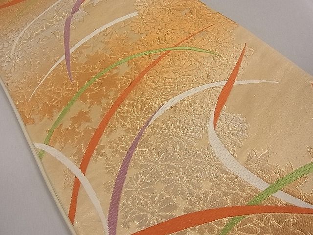 平和屋着物■六通柄袋帯 草花文 金糸 逸品 du1705