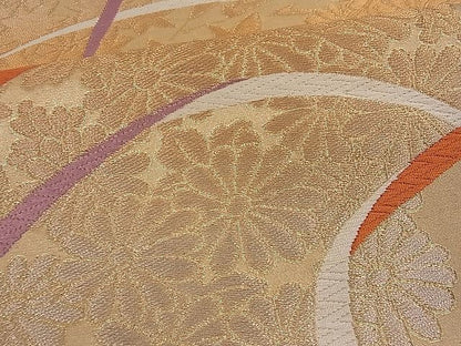 平和屋着物■六通柄袋帯 草花文 金糸 逸品 du1705