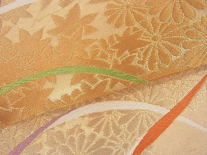 平和屋着物■六通柄袋帯 草花文 金糸 逸品 du1705