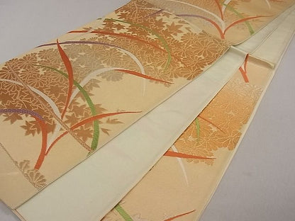 平和屋着物■六通柄袋帯 草花文 金糸 逸品 du1705