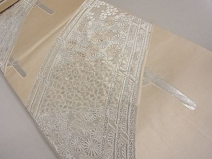平和屋着物■六通柄袋帯 渡橋花文 金銀糸 逸品 du1713