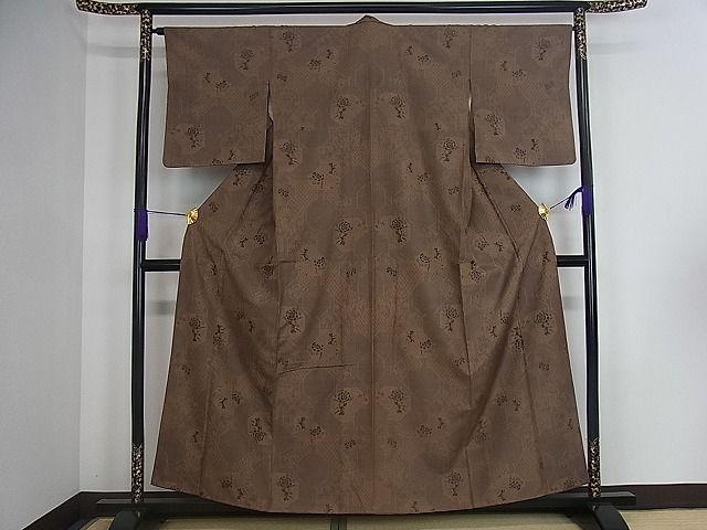 平和屋着物■上質な紬　吉祥花文　逸品　dy3659