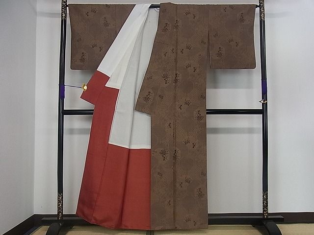 平和屋着物■上質な紬　吉祥花文　逸品　dy3659
