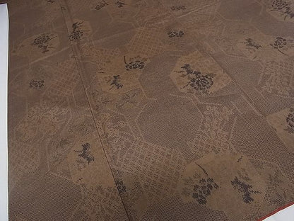 平和屋着物■上質な紬　吉祥花文　逸品　dy3659