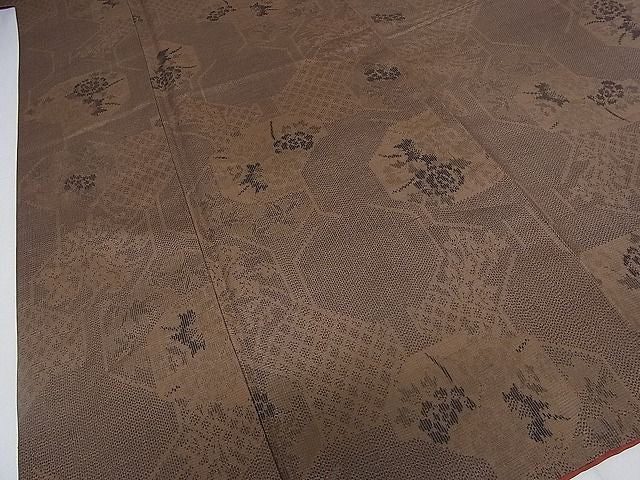 平和屋着物■上質な紬　吉祥花文　逸品　dy3659