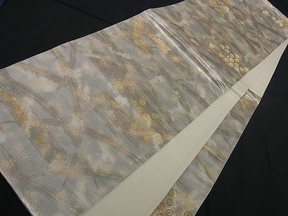 平和屋着物■六通柄袋帯 エ霞草木文 金糸 逸品 dy3716