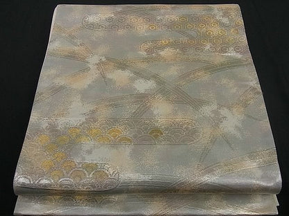 平和屋着物■六通柄袋帯 エ霞草木文 金糸 逸品 dy3716