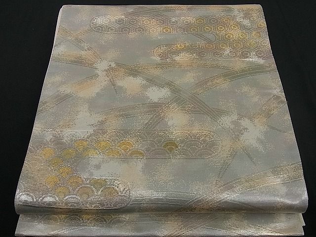 平和屋着物■六通柄袋帯 エ霞草木文 金糸 逸品 dy3716