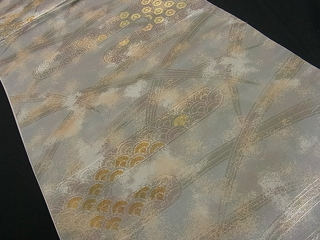 平和屋着物■六通柄袋帯 エ霞草木文 金糸 逸品 dy3716