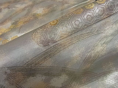 平和屋着物■六通柄袋帯 エ霞草木文 金糸 逸品 dy3716