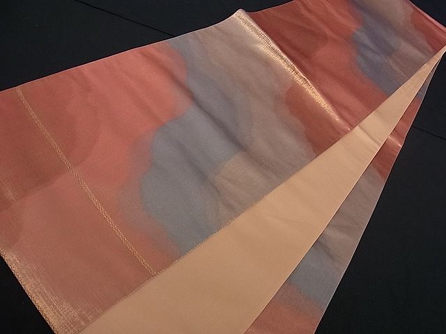 平和屋着物■全通柄袋帯　霞文　金糸　逸品　dy3748