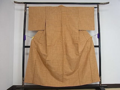 平和屋着物■上質な紬 格子柄 逸品 dy4104