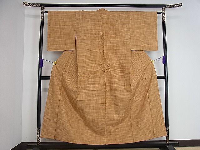 平和屋着物■上質な紬 格子柄 逸品 dy4104