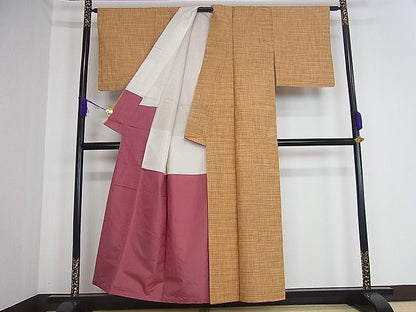 平和屋着物■上質な紬 格子柄 逸品 dy4104