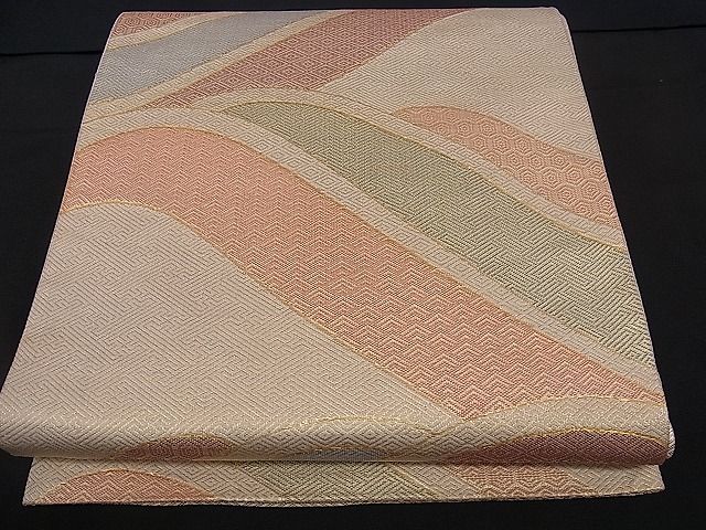 平和屋着物■佐賀錦 六通柄袋帯 立波吉祥文 金糸 逸品 dy5540