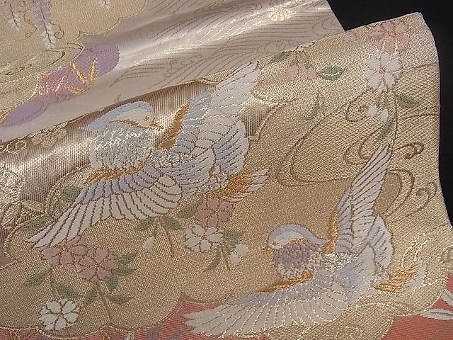 平和屋着物■六通柄袋帯 唐織 鴛鴦花文 金糸 逸品 dy5549