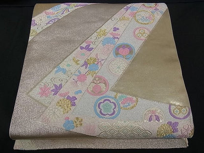 平和屋着物■六通柄袋帯 唐織 色紙重ね鳳凰草花文 金糸 逸品 dy5559
