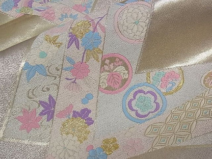 平和屋着物■六通柄袋帯 唐織 色紙重ね鳳凰草花文 金糸 逸品 dy5559