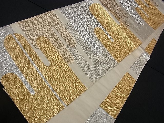 平和屋着物■六通柄袋帯 エ霞吉祥文 金銀糸 逸品 dy5568