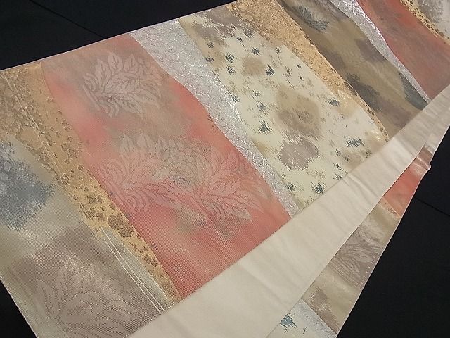 平和屋着物■六通柄袋帯 道長草花文 金銀糸 逸品 dy5576
