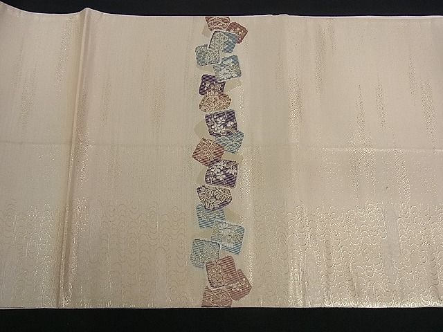 平和屋着物■六通太鼓柄袋帯　色紙重ね　竜田川　金糸　逸品　dy5592