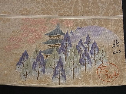 平和屋着物■全通柄袋帯 京百景 ワンポイント 金糸 逸品 dy5598