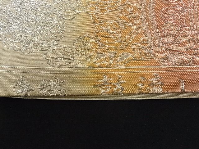 平和屋着物■六通柄袋帯 手織り 鼓流し 銀糸 逸品 dy5603