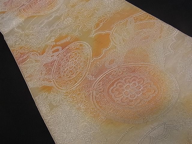 平和屋着物■六通柄袋帯 手織り 鼓流し 銀糸 逸品 dy5603