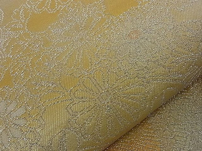 平和屋着物■六通柄袋帯 手織り 鼓流し 銀糸 逸品 dy5603