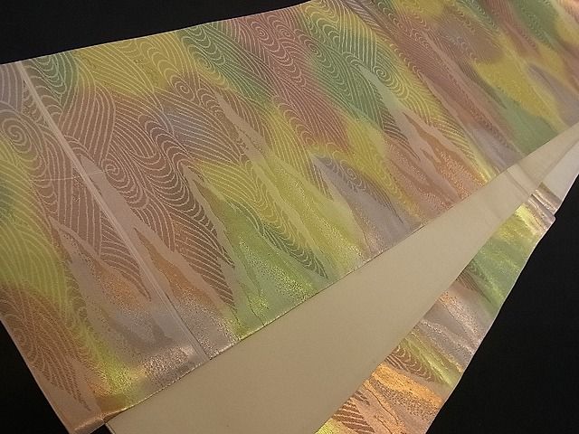 平和屋着物■六通柄袋帯 流水文 金糸 逸品 dy5608