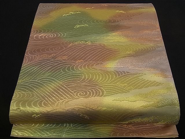 平和屋着物■六通柄袋帯 流水文 金糸 逸品 dy5608